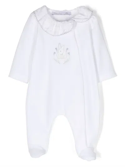 Patachou Babies' Embroidered-motif Ruffle-collar Pajamas In White