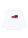 Patachou Embroidered-vehicle Long-sleeve T-shirt In White