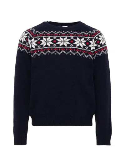 Patachou Kids' Fair Isle Crew-neck Sweater In Animal Print