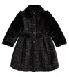 Patachou Faux Fur And Tweed Coat In Black
