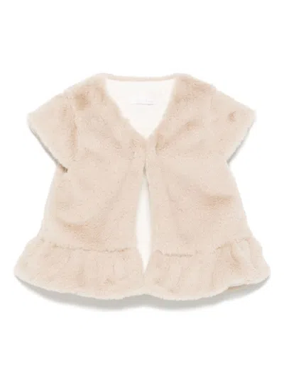 Patachou Kids' Faux-fur Jacket In Neutrals