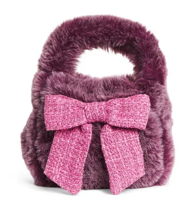 Patachou Kids' Faux Fur Shoulder Bag In Pink