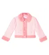 Patachou Faux Shearling-trimmed Tweed Jacket In Pink