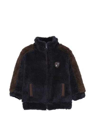 Patachou Kids' Fleece Logo-patch Jacket In Blue
