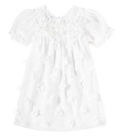 Patachou Kids' Floral-appliqué Chiffon Dress In White