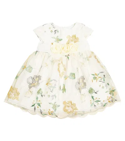 Patachou Floral-appliqué Embroidered Tulle Dress In Pink