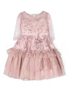 Patachou Floral-applique Tiered Dress In Pink