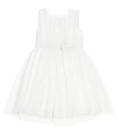 Patachou Kids' Floral-appliqué Tulle Dress In White