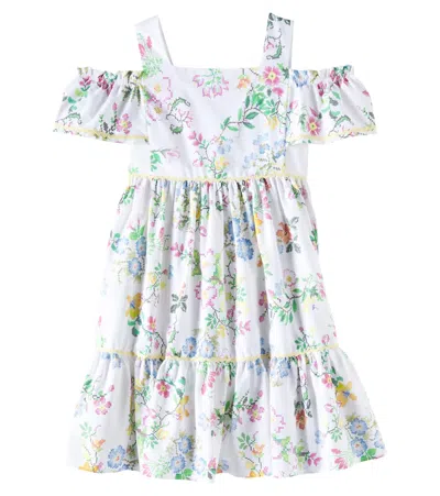 Patachou Kids' Floral Cotton Dress In Multicoloured