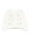 Patachou Floral-embroidered Open-knit Cardigan In White