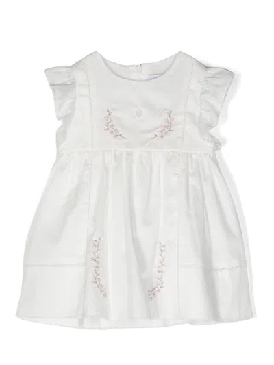 Patachou Babies' Floral-embroidered Sleeveless Dress In White