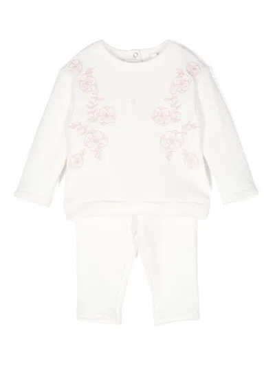 Patachou Babies' Floral-embroidered Tracksuit In White