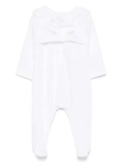 Patachou Babies' Floral-embroidery Pajamas In White