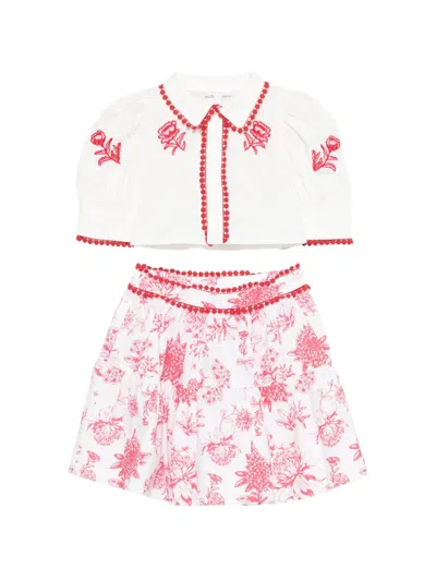 Patachou Kids' Floral Pompom Tracksuit In White