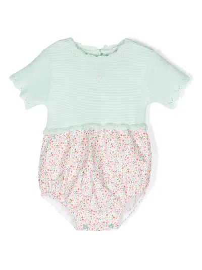 Patachou Babies' Floral-print Cotton Body In Green