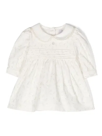 Patachou Babies' Floral-print Cotton Dress In Neutrals