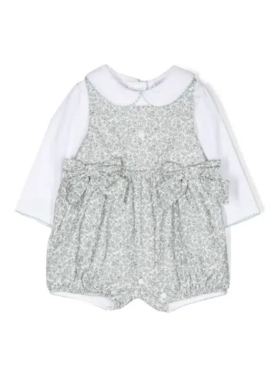 Patachou Babies' Floral-print Cotton Shorties In Green