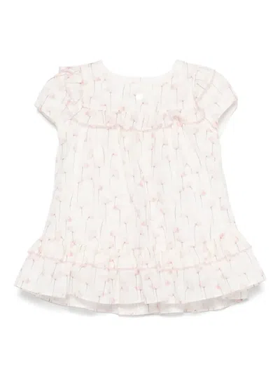 Patachou Babies' Floral-print Dress In 白色