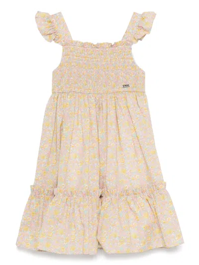 Patachou Kids' Floral-print Dress In 粉色