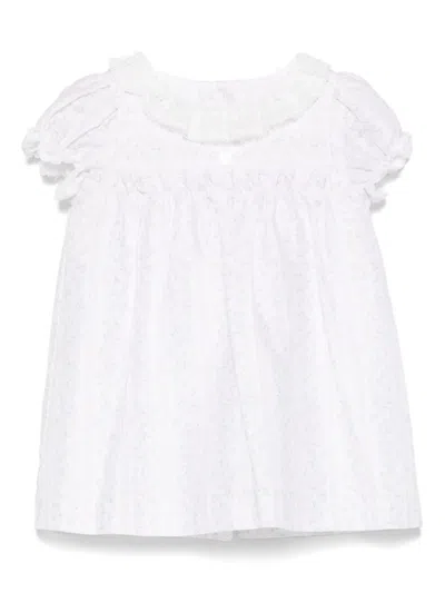 Patachou Babies' Floral-print Dress In 白色
