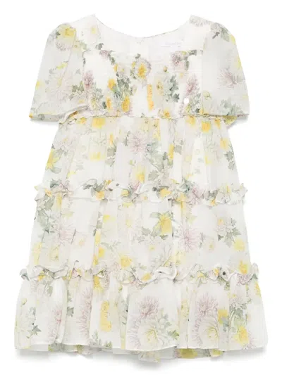 Patachou Floral-print Dress In 白色