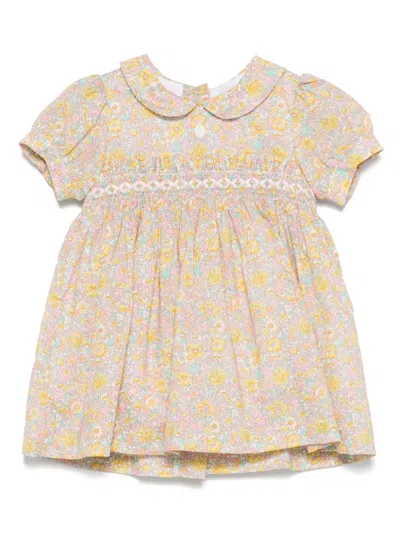 Patachou Babies' Floral-print Dress In 粉色