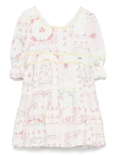Patachou Floral-print Dress In 白色