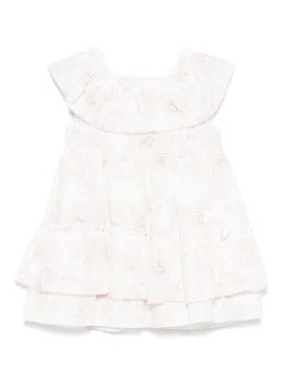Patachou Babies' Floral-print Dress In 白色
