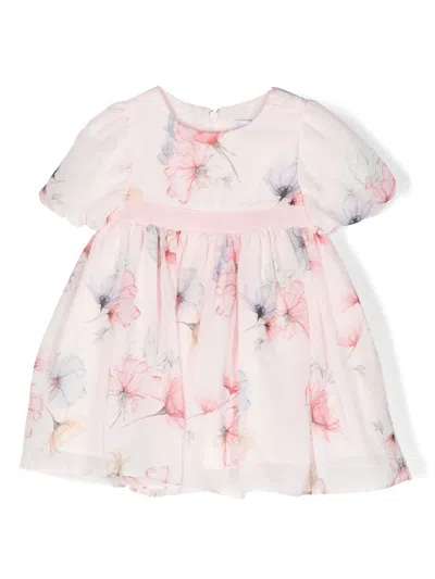 Patachou Babies' Floral-print Dress In Pink