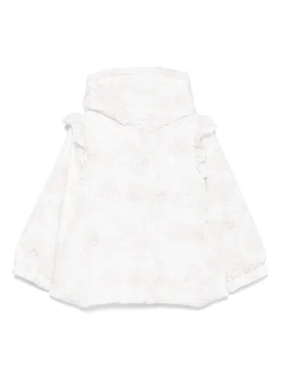 Patachou Kids' Floral-print Padded Coat In White