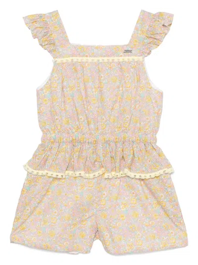 Patachou Floral-print Playsuit In 粉色