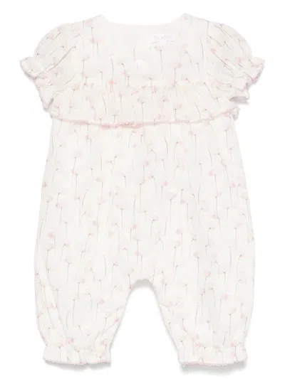Patachou Babies' Floral-print Romper In 白色