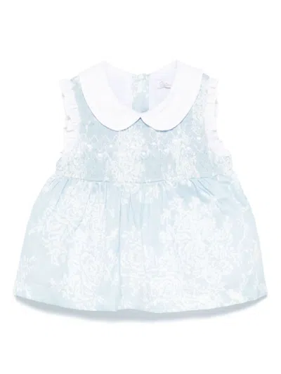 Patachou Babies' Floral-print Shorts Set In Blue