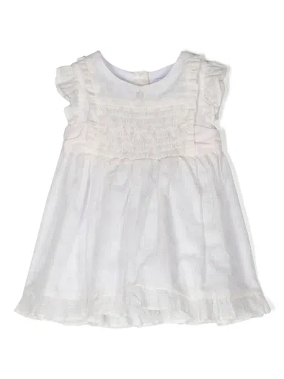 Patachou Babies' Floral-print Smocked Dress In White