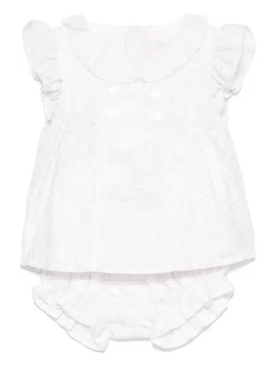Patachou Babies' Floral-print Top And Bloomers In 白色