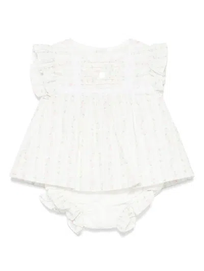 Patachou Babies' Floral-print Top And Bloomers Set In 白色