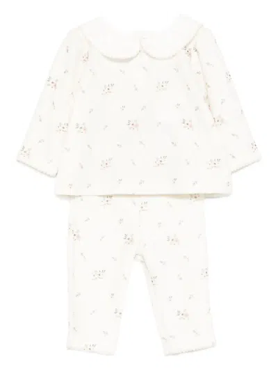 Patachou Babies' Floral-print Trousers (set Of Two) In Neutral