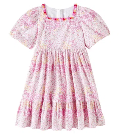 Patachou Kids' Floral Printed Cotton Dress In Multicoloured