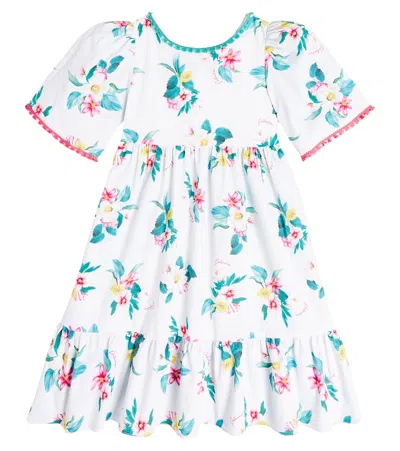Patachou Kids' Floral Tiered Cotton Dress In Multicoloured