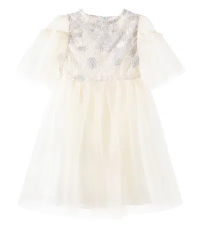 Patachou Kids' Floral Tulle Dress In Neutral