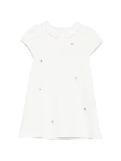Patachou Kids' Floral-appliqué Peter Pan Collar Dress In White