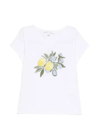 Patachou Kids' Floral-embroidery T-shirt In White