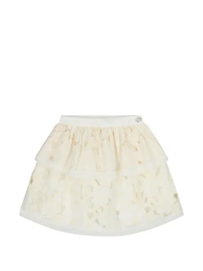 Patachou Kids' Floral-lace Skirt In Multi