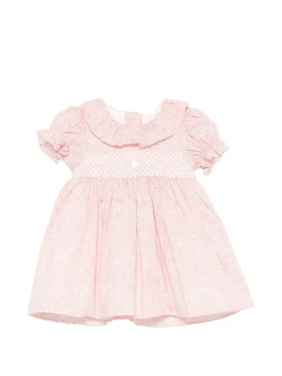 Patachou Babies' Floral-print Smocked Dress In Pink