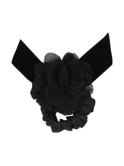 Patachou Kids' Flower Scrunchie In Black