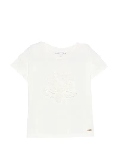 Patachou Kids' Flower-embellishment T-shirt In White
