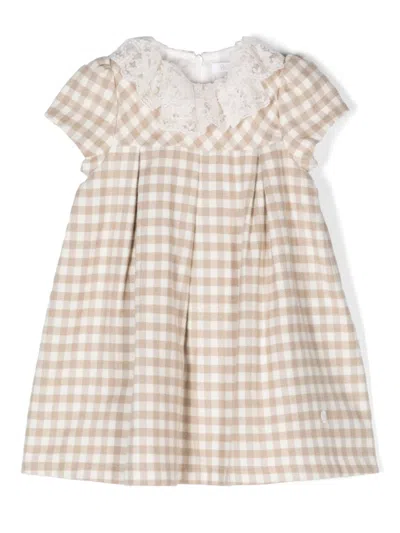 Patachou Kids' Gingham-check Dress In Neutrals