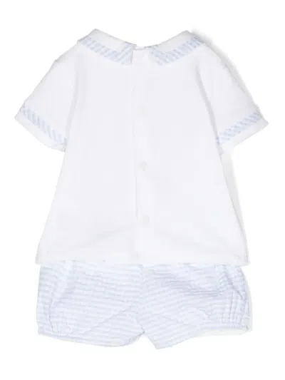 Patachou Babies' Gingham Shorts Set In 白色