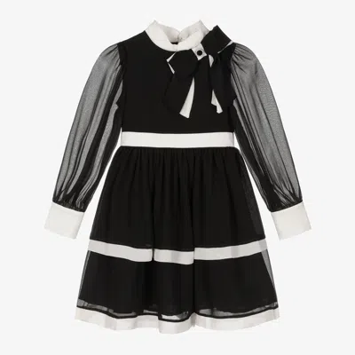 Patachou Kids' Girls Black & Ivory Chiffon Dress