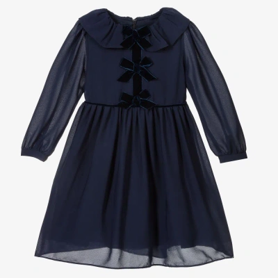 Patachou Babies' Girls Blue Chiffon Bow Dress